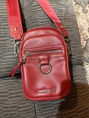 Madden Girl Red Pebbled Crossbody Phone Bag with O-Ring Accent